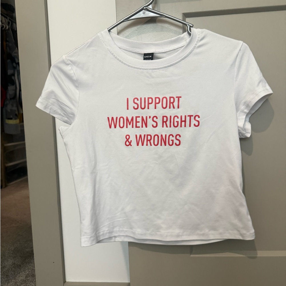 SHEIN White Tee with Red Statement